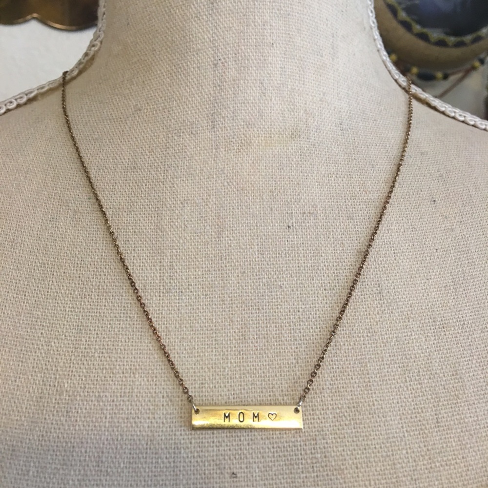 Marina De Buchi gold plated “MOM” bar necklace